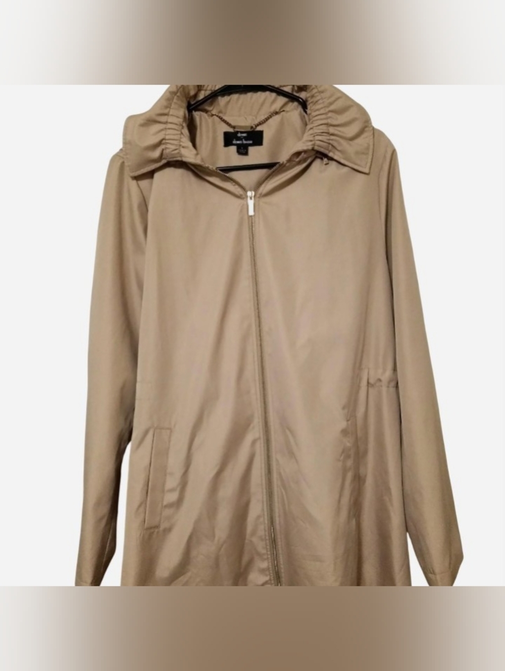 Dennis Basso Tan Zip-Front Lightweight Jacket